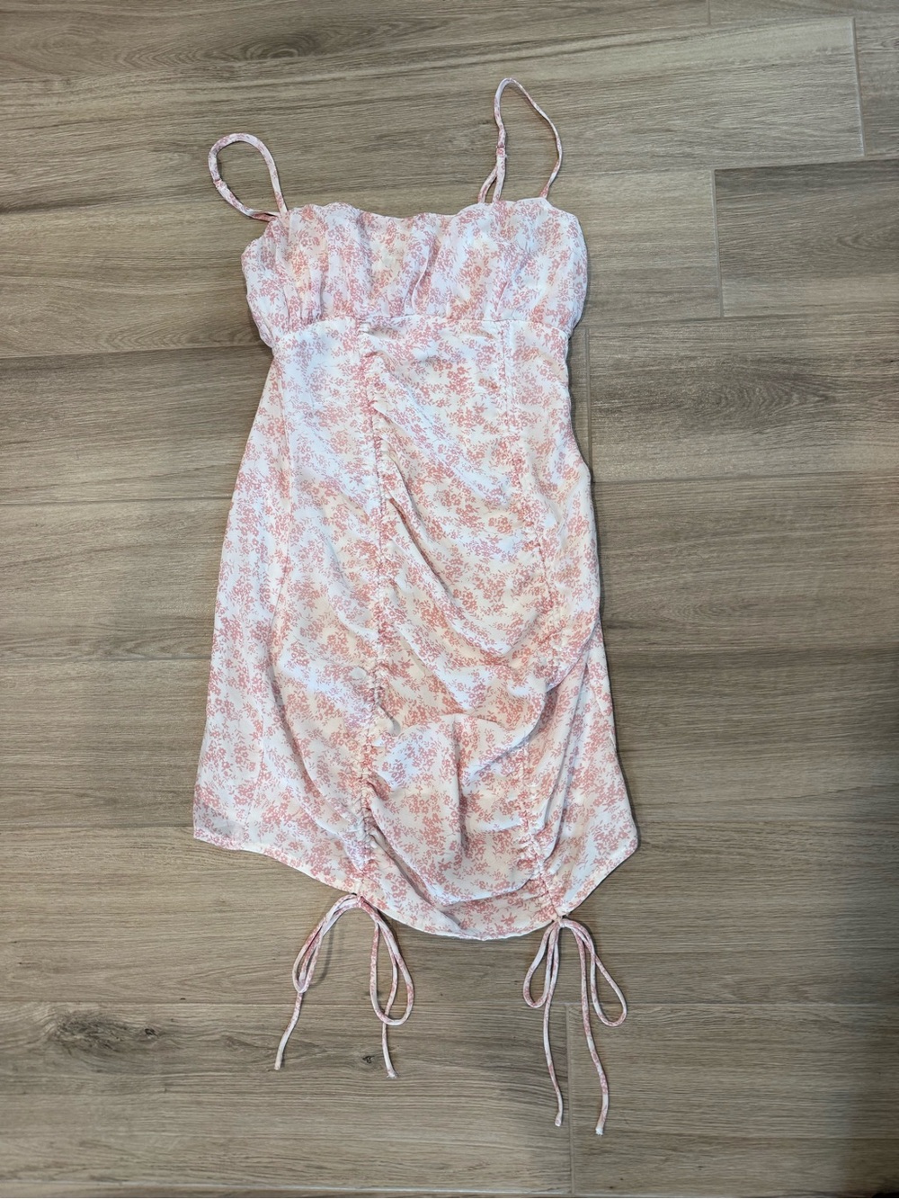 New size 2 Princess Polly Pink Floral Ruched Slip Dress